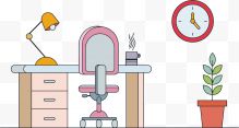 卡通办公桌矢量图下载