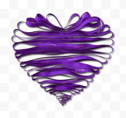 紫色清新绸带爱心装饰图案