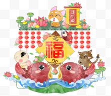 春节过年手绘插图