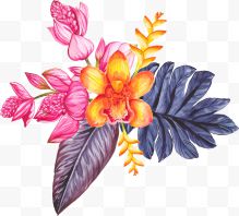 手绘创意彩色花朵绘画