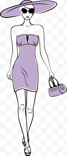 矢量紫色真丝连衣裙图