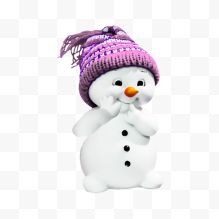 戴着紫色帽子的雪人...