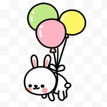 创意卡通贴纸手绘拉着气球的小兔子 郑青青采集到贴纸