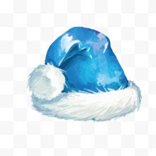 手绘蓝色圣诞帽子