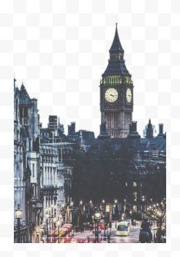 英国大本钟与繁华的城市街...