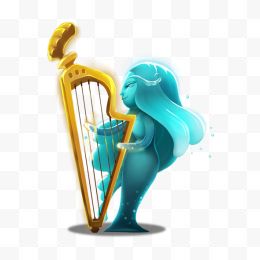 蓝色美人鱼弹奏竖琴
