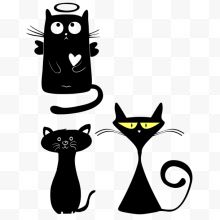 三小只黑色简单猫咪...