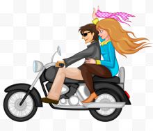 情侣开摩托车去玩