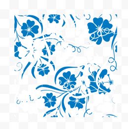 蓝色弯曲的花纹花叶背景装...