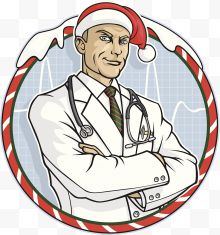 双手抱胸圣诞装扮的医生
