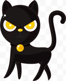 可爱的小黑猫水彩卡通手绘