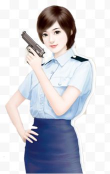 手绘女警官