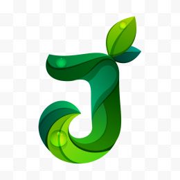 清新绿色树叶字母J
