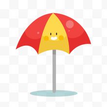 黄红色撑开的卡通雨伞