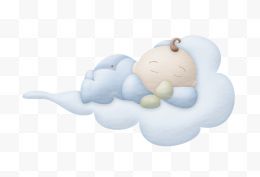 卡通睡在云上面的宝宝...