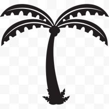 卡通黑色线条沙滩椰子树