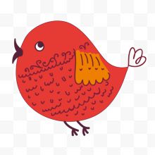 可爱卡通手绘动物红色小鸟...