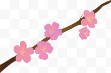 卡通粉色樱花树枝