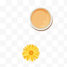 灰色茶杯茶水和黄色菊花
