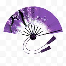手绘紫色梅花扇