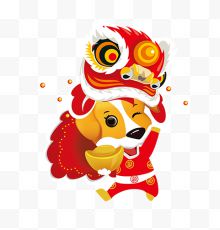 中国风手绘舞狮