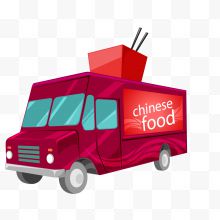 红蓝色卡通中国食物快餐车