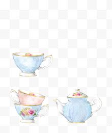 欧式鲜花图案装饰茶具