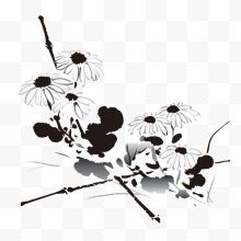 重阳节白色色菊花素描装饰免下载