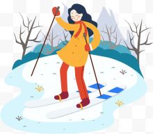冬季滑雪的女孩