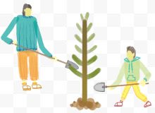 手绘植树节装饰插画