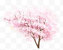 手绘水彩粉嫩桃花树