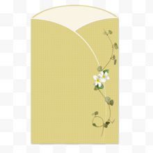 白色花装饰黄色信封...