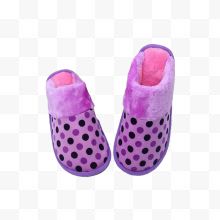 紫色波点拖鞋