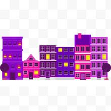紫色的度假山庄建筑...