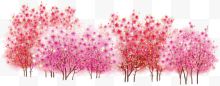 春季粉红色树林风景...