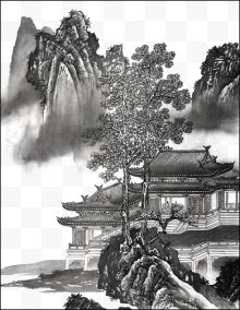 青墨山水建筑风景<em></em> - 无言音画