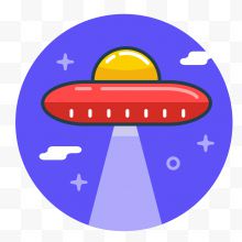 UFO图标手绘创意矢量图