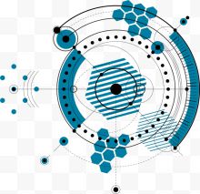 蓝色手绘几何科技边框