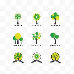 9款树木标志设计矢量