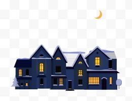 矢量圣诞节房子与月亮...