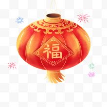 红色新年福灯笼烟花