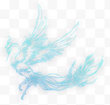 飞翔的鸟蓝色鸟魔幻手绘...