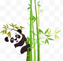 挂在竹子上的大熊猫