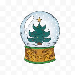 矢量手绘圣诞树玻璃球