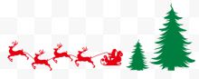 圣诞树麋鹿圣诞老人雪橇剪...