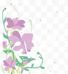 紫色卡通手绘花朵