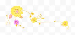 黄色花朵线条