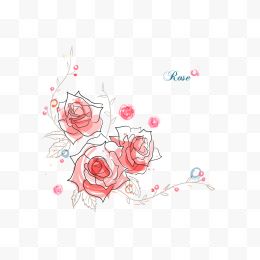 手绘抽象玫瑰花