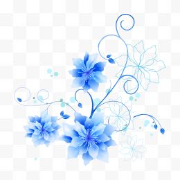 蓝色花朵线条