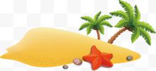 沙滩椰树卡通沙滩海星...